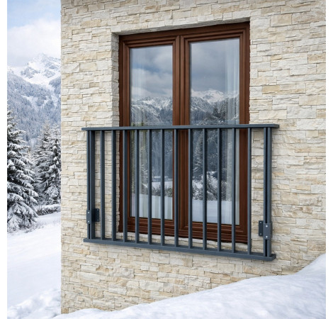  Hliníkové zábradlí na Francouzské okno Antracit