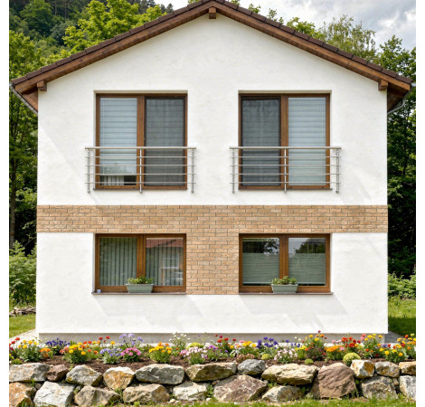 Hliníkové zábradlí na Francouzské okno H3B-2, Barva imitace nerez